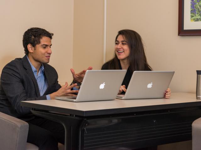 Two University students on computer