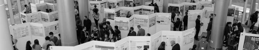 Kean students display their Research Days posters in the STEM building.