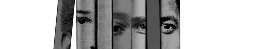 7 Books with human faces printed on them