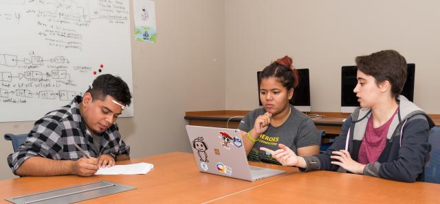 Kean students test the BCI headgear.