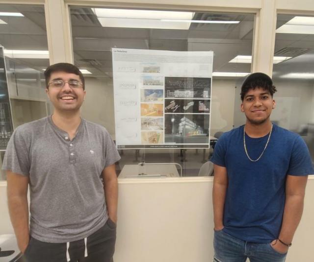 Architecture students Vitor Costa (L) and Jeter Vasquez (R) won top awards for their work.