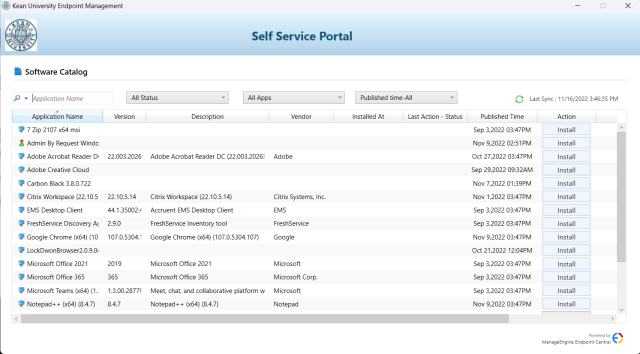 Desktop Central SelfService Portal