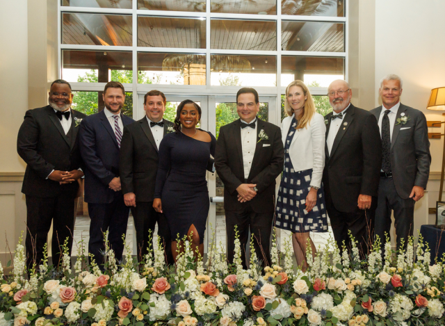 Senate President Scutari is joined in a photo by Kean President Repollet, Foundation CEO Miller and others.