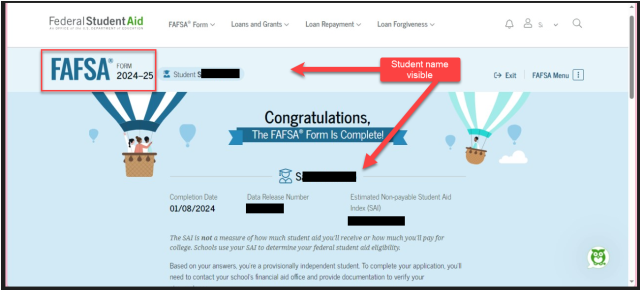 EOF FAFSA Proof Screen Shot