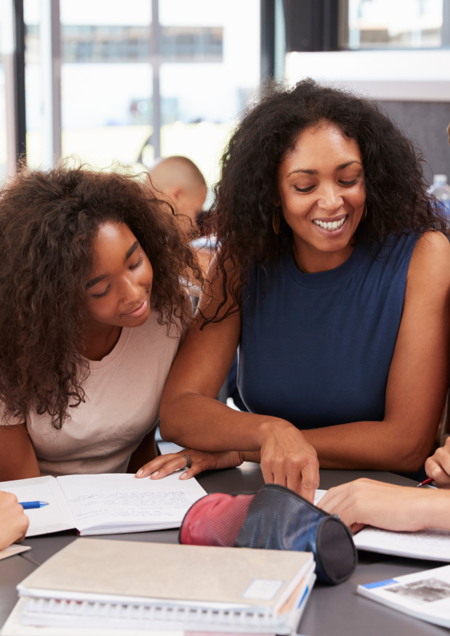 Teacher confident and smiling