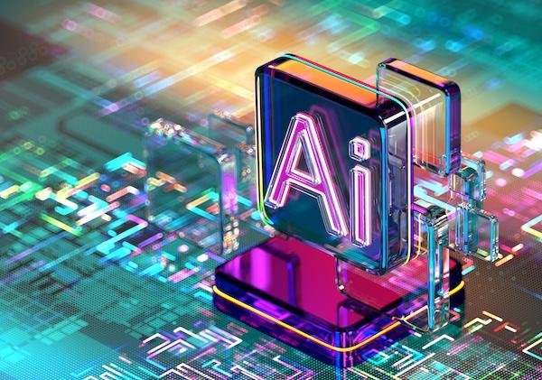 An AI processing chip on a motherboard