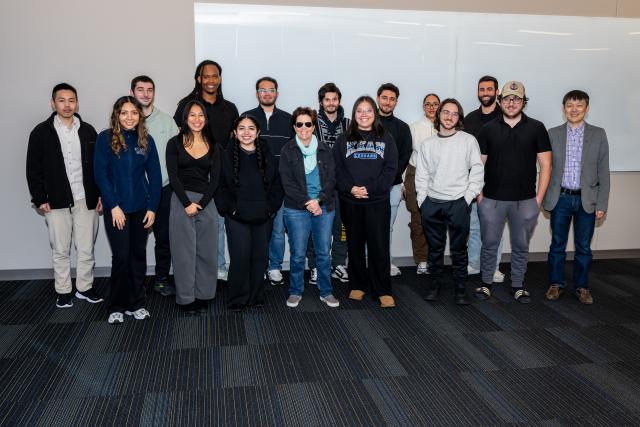 Kara Swisher poses with Kean students