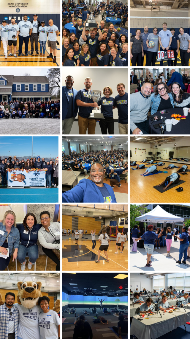 Collage of images from Well-Being at Kean events