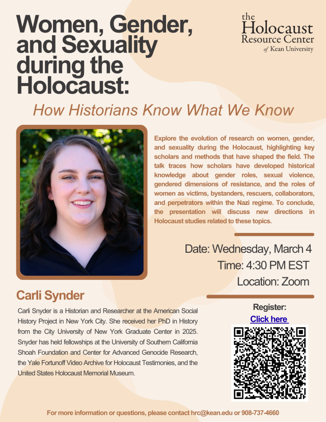Women, Gender, and Sexuality During the Holocaust Flyer