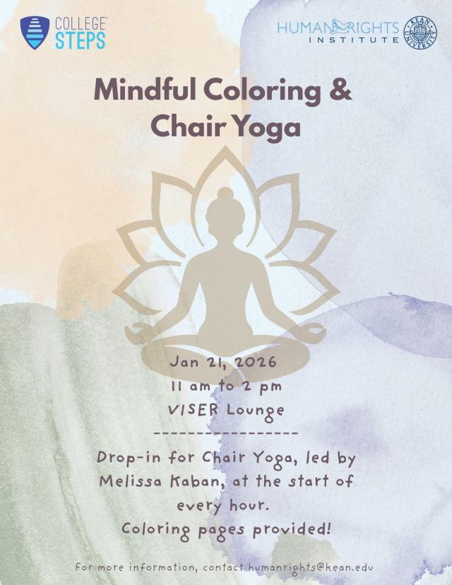 Flyer advertising Mindful Coloring and Chair Yoga