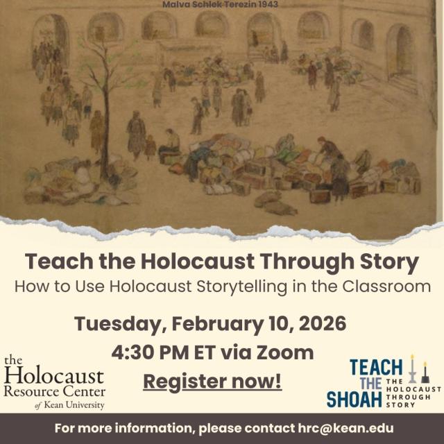 Flyer advertising Teach the Holocaust Through Story workshop
