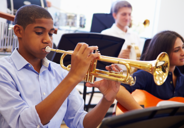 Students in Music Class. 