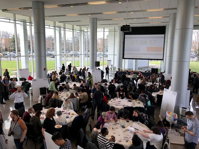 Students collaborate at the Kean Let's Charrette workshop.