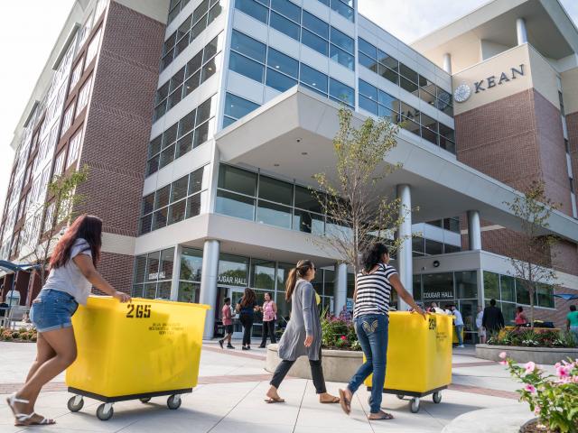 Students and their families moved in to Cougar Hall on Kean University's main campus in Union.