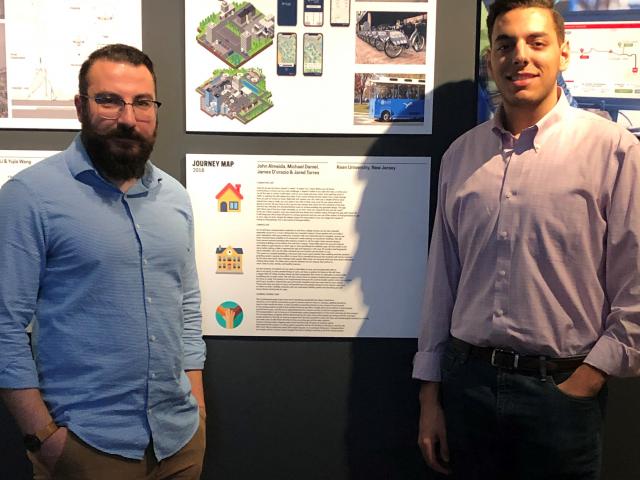 Industrial design project exhibited at Cooper Hewitt Museum. Efecem Ketuk, program coordinator, is on the left; student James D'Orazio on the right.