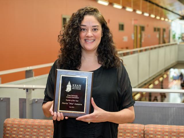 Mia Zamora was named Teacher of the Year at Kean 2019