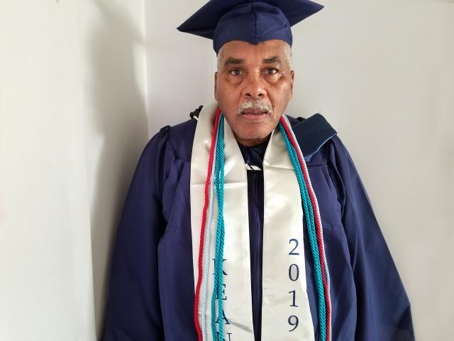 Kean University's oldest graduate in the Class of 2019, Michael Bradic