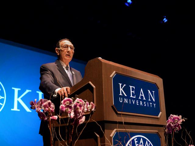 Kean University President Dawood Farahi, Ph.D. speaks at the 2019 Opening Day Address.