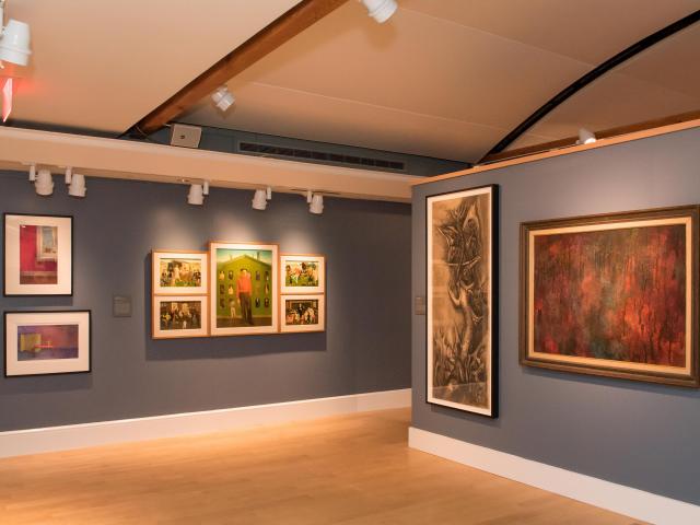 Two of Rose Gonnella's drawings are pictured at left, in Sara Roby Gallery traveling exhibition. It was in Nantucket.