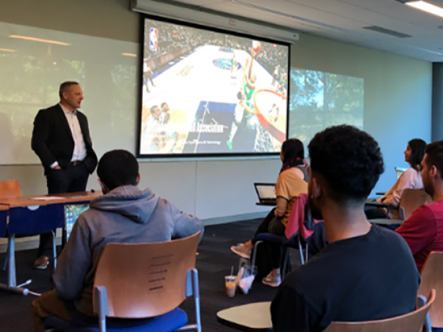 Chris Halton of the NBA speaks to Kean students