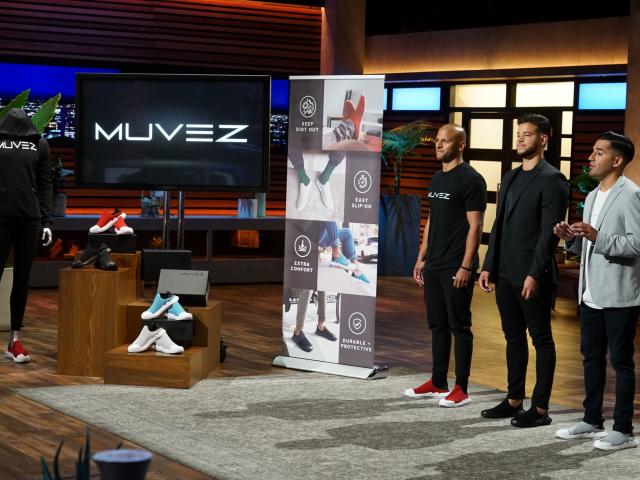 L-r, Ryan Cruz, Kean graduate Eric Cruz, and Kevin Zamora on Shark Tank.