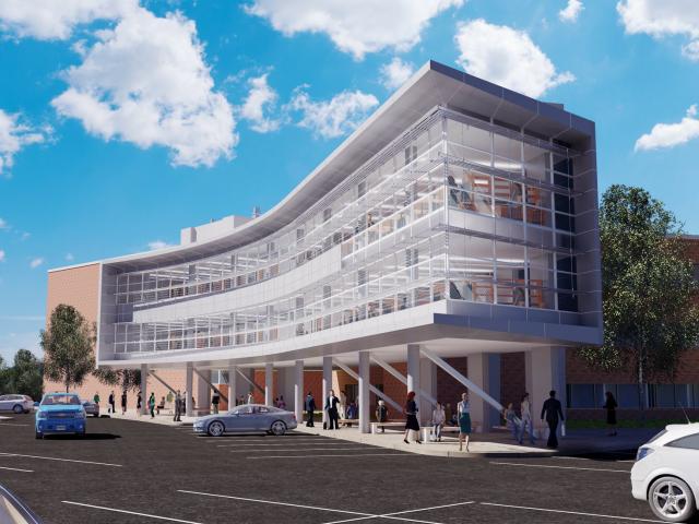 A rendering of the Hennings Research addition to Kean University's science building