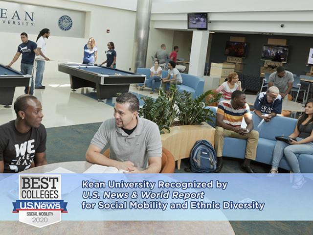 A diverse group of students on Kean University's campus.