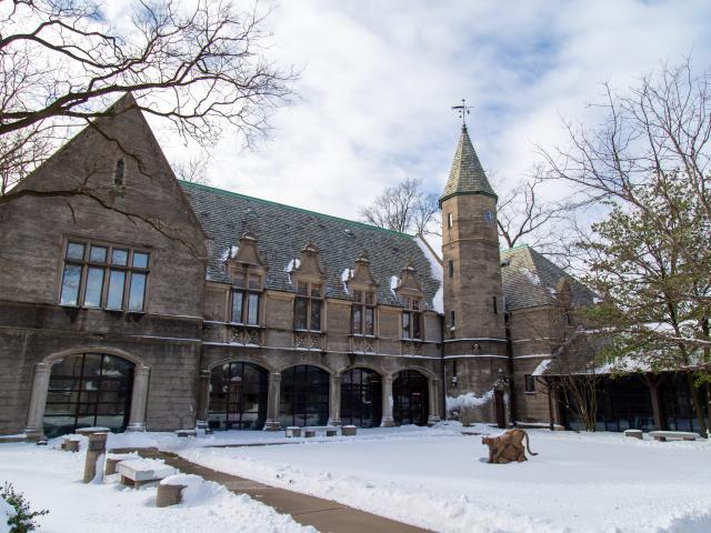 Kean Hall on Kean University's Union campus, in the snow