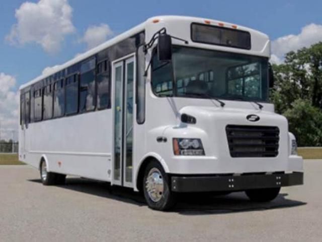 Kean will be rolling out electric buses on campus. This is an example of an electric bus.