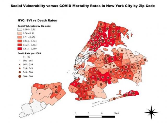 Kean research shows Covid deaths and social vulnerability factors in New York City