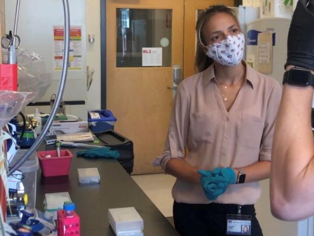 Student Florencia Burian is working in the lab at MIT