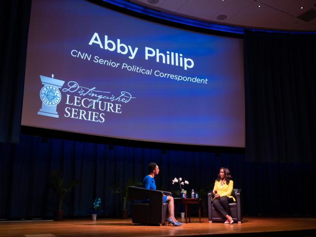 Distinguished lecturer Abby Phillip wide shot