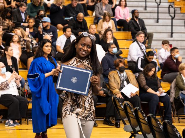 Student celebrating honors convocation