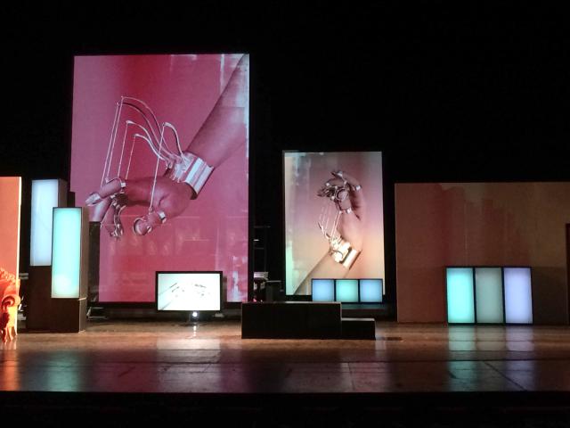 Large pictures of the Ornamental Hands are used in the stage set for the opera Le Magnifique