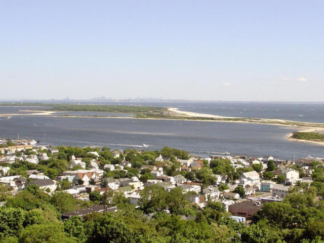 Aerial view of Highlands and Atlantic Highlands, near Sandy Hook