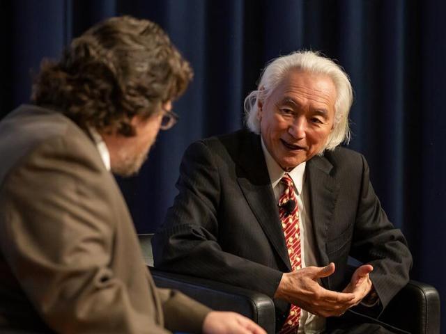 Michio Kaku in discussion during a Kean Research event