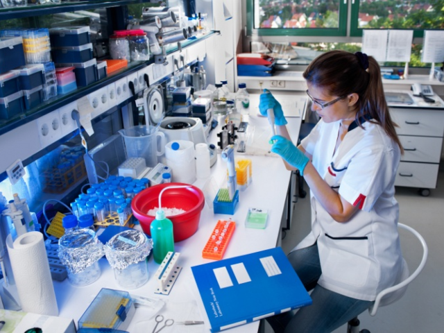 Researcher working in a lab