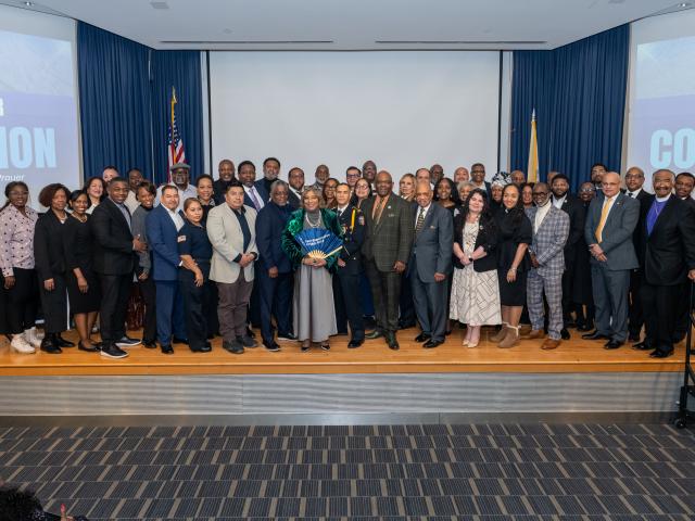 Group of leaders gathered on stage at Winter Convocation