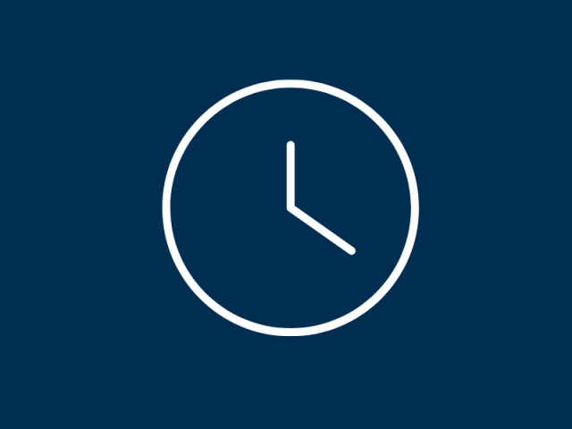 A white illustation of a clock