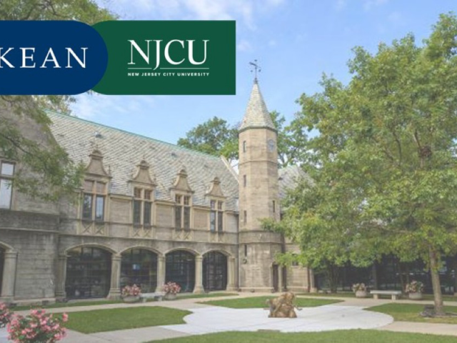 Kean Hall with Kean University and NJCU text and logos