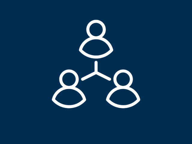 A graphic of three human figures connected by lines