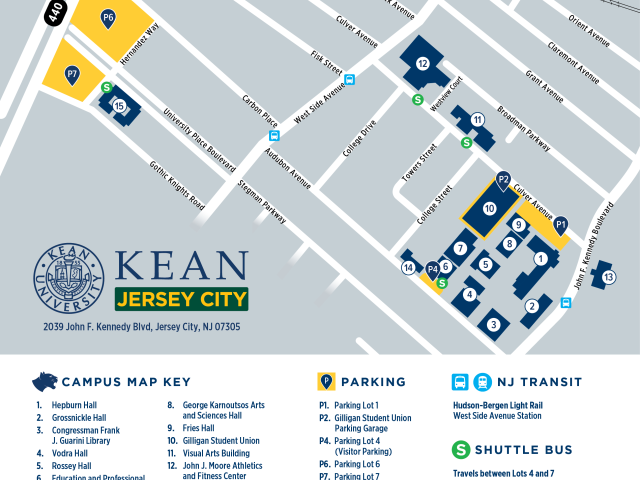 A map of Kean's Jersey City Campus 