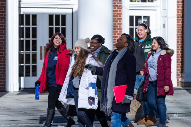 Kean students walk past East Campus building