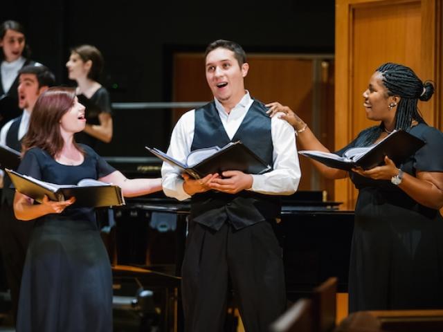 The Kean University choir's spring concert, Songs of Love and Arte, toured throughout New Jersey and Virginia. Kean's music degree provides a solid foundation in music theory and performance.