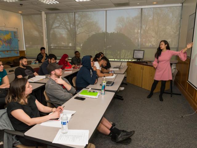 Kean Professor Xurong Kong instructs Asian Studies class