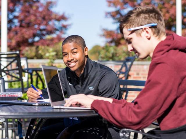 Kean students Fall patio photo