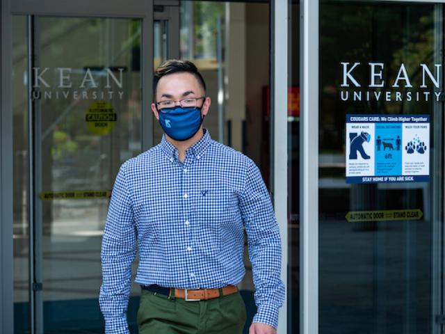 Student exits Kean building