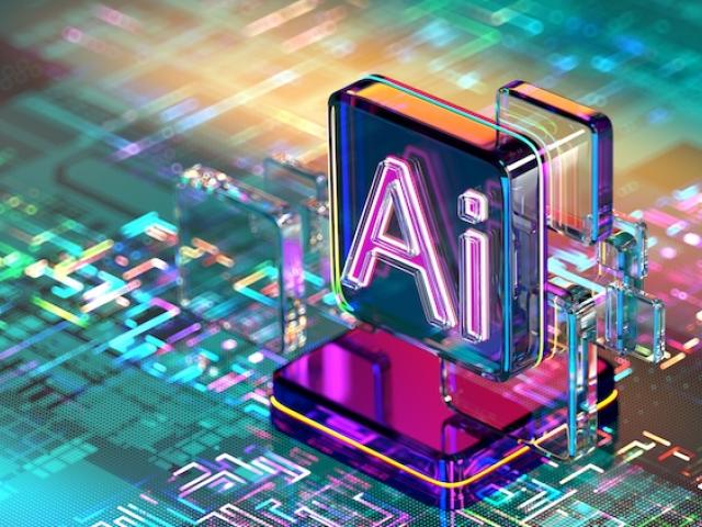 An AI processing chip on a motherboard