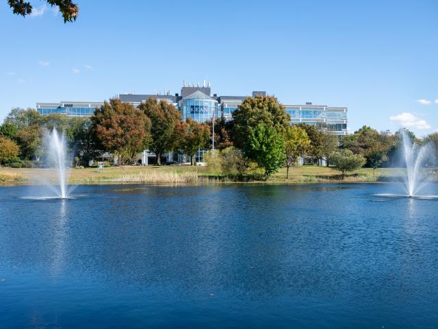Lake with Building in Background