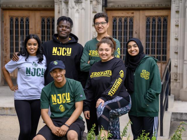 NJCU students in spirit wear
